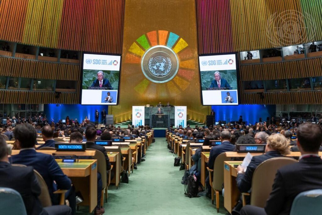 Secretário-geral da ONU discursa na abertura do debate da 78ª sessão da Assembleia Geral, no dia 19 de setembro de 2023. Foto: © Foto da ONU/Cia Pak.