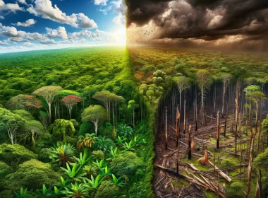 O "ponto de não retorno" na Amazônia refere-se a um limiar crítico onde a destruição do ecossistema atinge um nível tal que a floresta não consegue mais se regenerar e sustentar suas funções ecológicas essenciais.